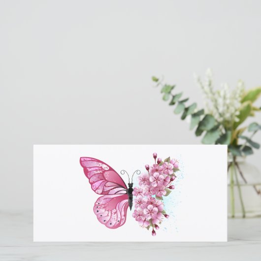 Flower Butterfly with Pink Sakura (Standing Front)