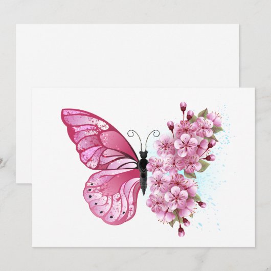 Flower Butterfly with Pink Sakura (Front/Back)