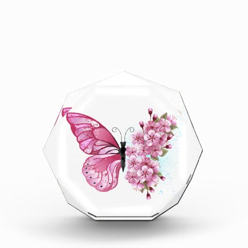 Flower Butterfly with Pink Sakura Acrylic Award