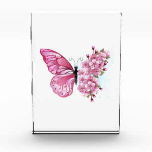 Flower Butterfly with Pink Sakura Acrylic Award