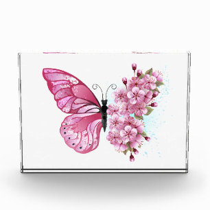 Flower Butterfly with Pink Sakura Acrylic Award