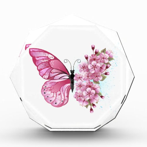 Flower Butterfly with Pink Sakura Acrylic Award