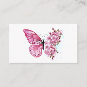 Flower Butterfly with Pink Sakura Advice Card