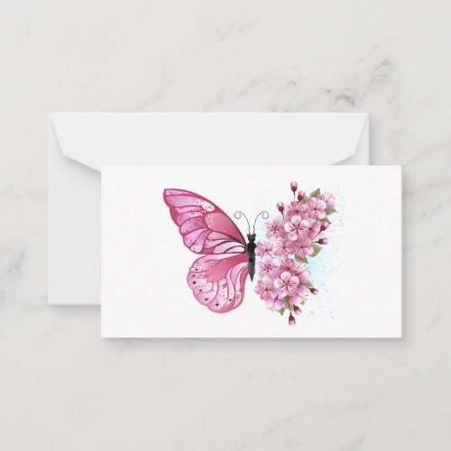 Flower Butterfly with Pink Sakura Advice Card