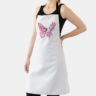 Flower Butterfly with Pink Sakura Apron