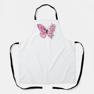 Flower Butterfly with Pink Sakura Apron