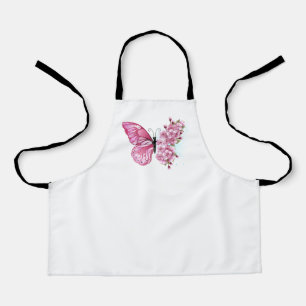 Flower Butterfly with Pink Sakura Apron