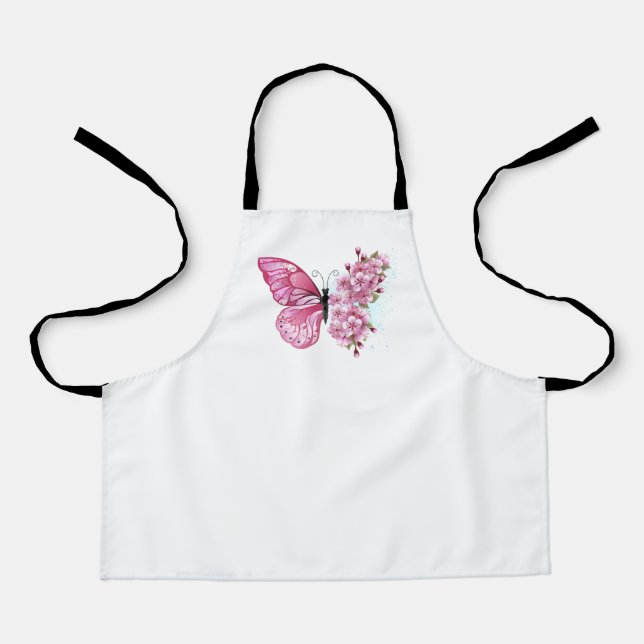 Flower Butterfly with Pink Sakura Apron (Front)