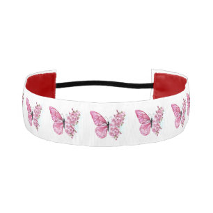 Flower Butterfly with Pink Sakura Athletic Headband