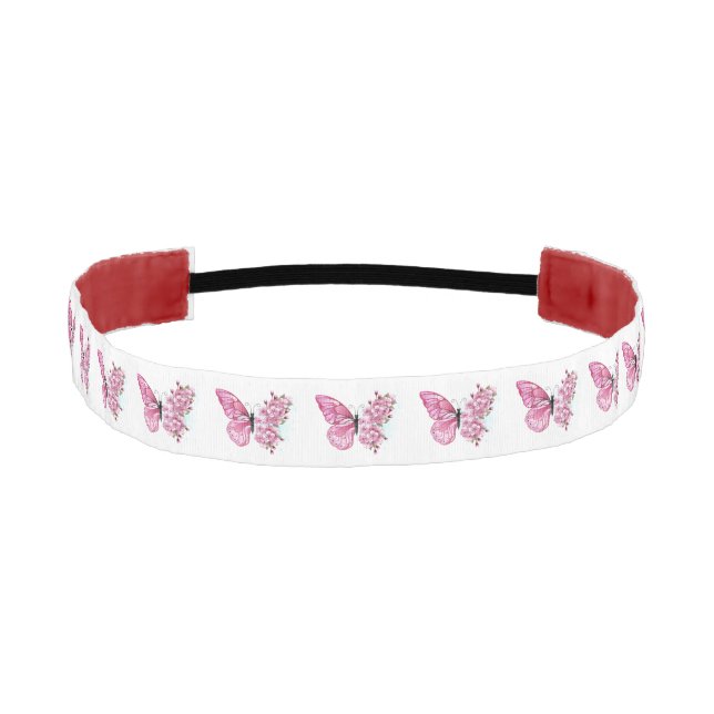 Flower Butterfly with Pink Sakura Athletic Headband (Front)