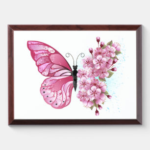 Flower Butterfly with Pink Sakura Award Plaque