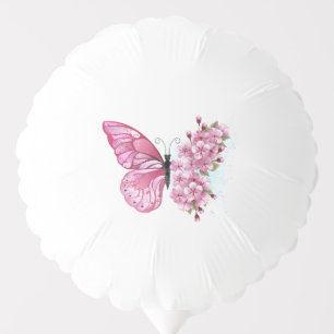 Flower Butterfly with Pink Sakura Balloon