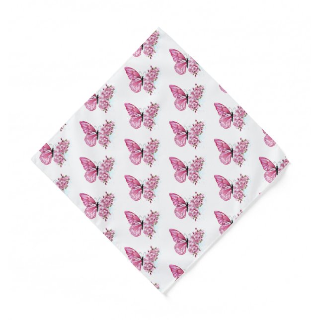 Flower Butterfly with Pink Sakura Bandana (Front)
