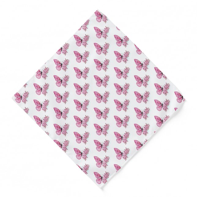 Flower Butterfly with Pink Sakura Bandana (Front)