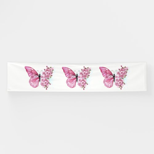 Flower Butterfly with Pink Sakura Banner