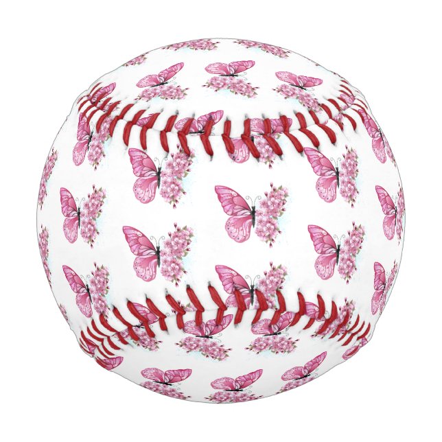 Flower Butterfly with Pink Sakura Baseball (Front)