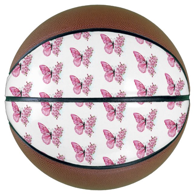 Flower Butterfly with Pink Sakura Basketball (Front)