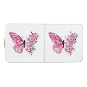 Flower Butterfly with Pink Sakura Beer Pong Table
