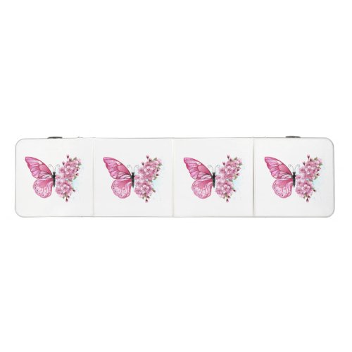 Flower Butterfly with Pink Sakura Beer Pong Table