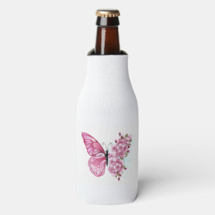 Flower Butterfly with Pink Sakura Bottle Cooler