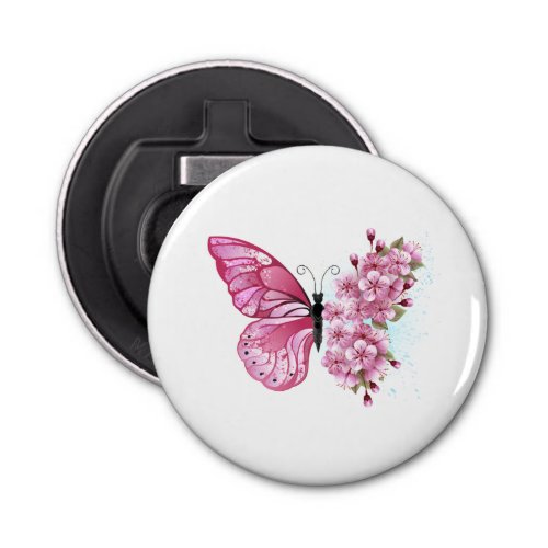 Flower Butterfly with Pink Sakura Bottle Opener