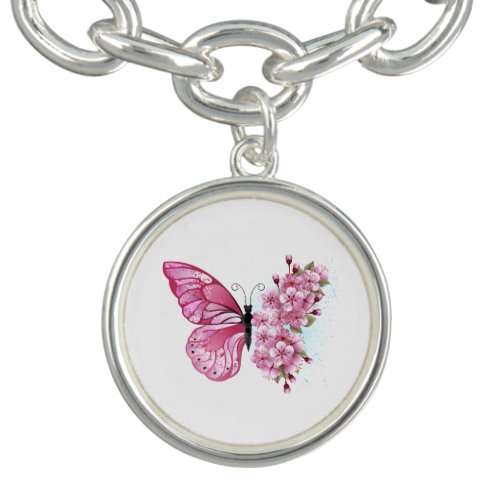 Flower Butterfly with Pink Sakura Bracelet