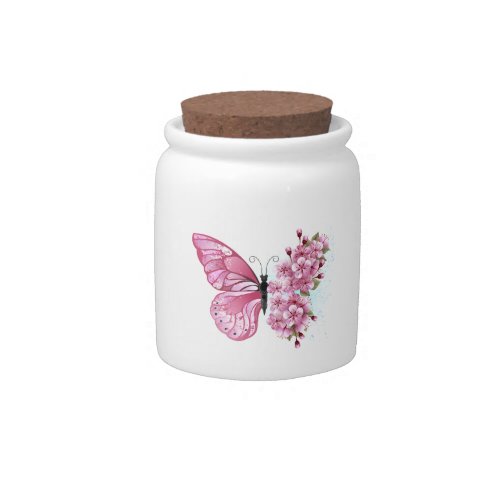 Flower Butterfly with Pink Sakura Candy Jar