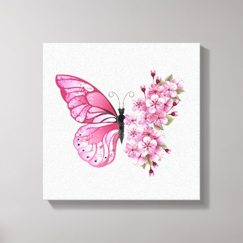 Flower Butterfly with Pink Sakura Canvas Print