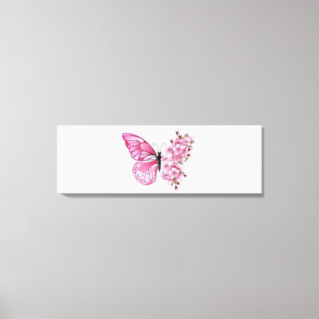 Flower Butterfly with Pink Sakura Canvas Print (Front)