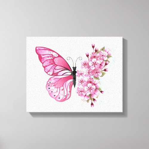 Flower Butterfly with Pink Sakura Canvas Print