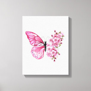 Flower Butterfly with Pink Sakura Canvas Print