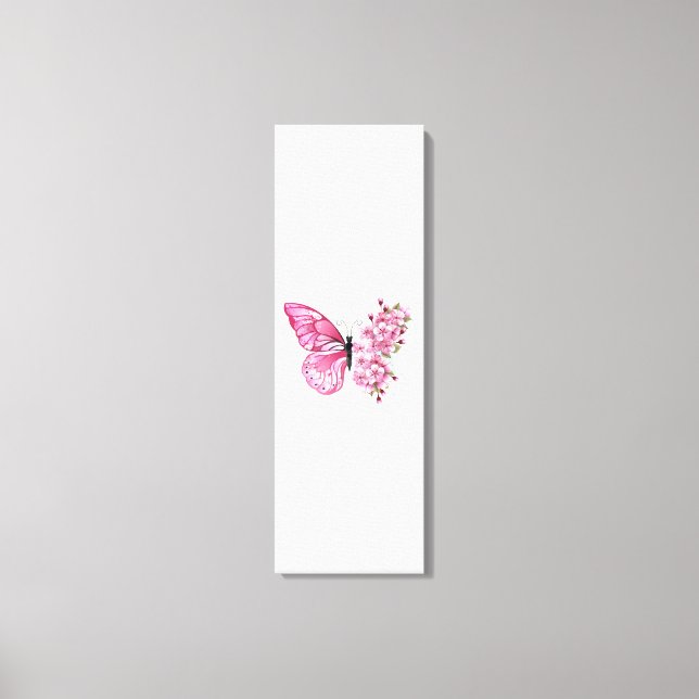 Flower Butterfly with Pink Sakura Canvas Print (Front)
