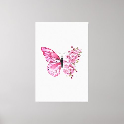 Flower Butterfly with Pink Sakura Canvas Print