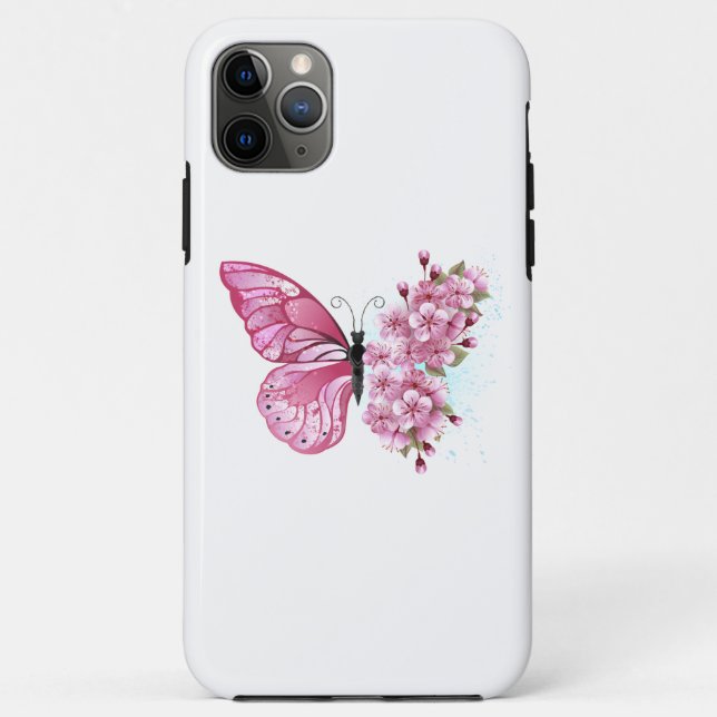 Flower Butterfly with Pink Sakura Case-Mate iPhone Case (Back)