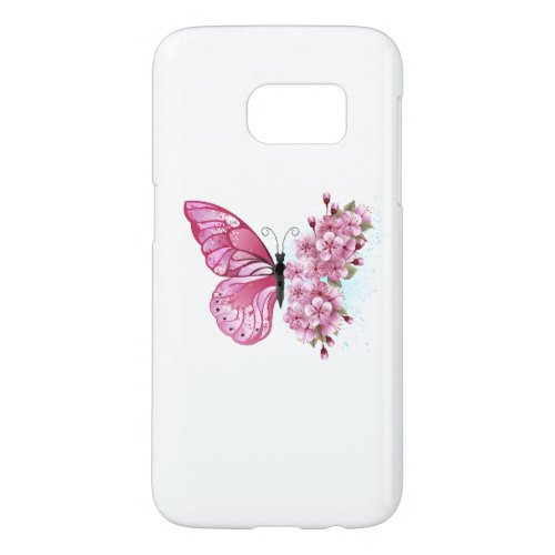 Flower Butterfly with Pink Sakura Samsung Galaxy S7 Case