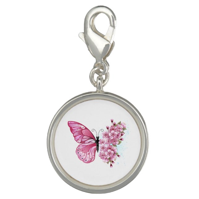 Flower Butterfly with Pink Sakura Charm (Front)