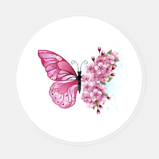 Flower Butterfly with Pink Sakura Coaster Set (Single)