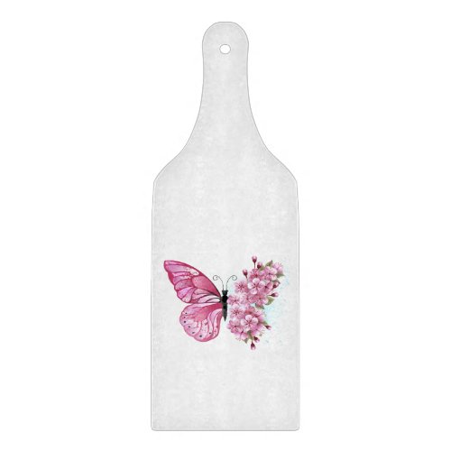 Flower Butterfly with Pink Sakura Cutting Board