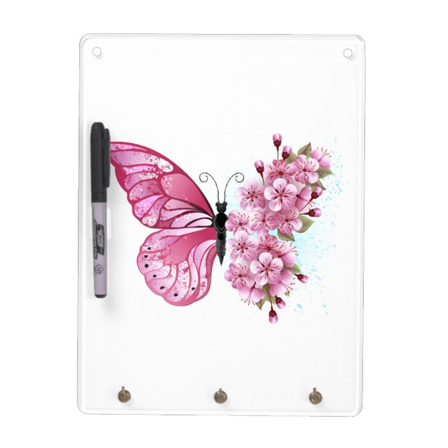 Flower Butterfly with Pink Sakura Dry Erase Board (Front)