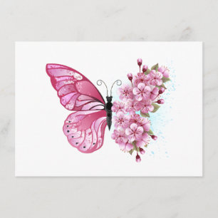 Flower Butterfly with Pink Sakura Enclosure Card
