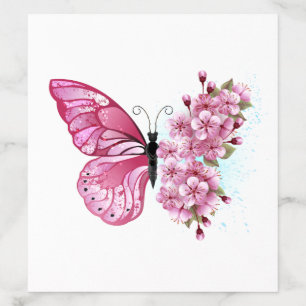 Flower Butterfly with Pink Sakura Envelope Liner