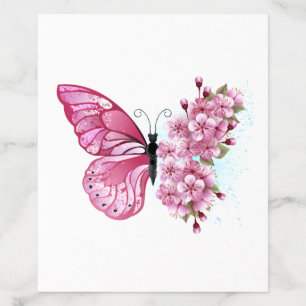 Flower Butterfly with Pink Sakura Envelope Liner