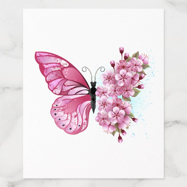 Flower Butterfly with Pink Sakura Envelope Liner (Design)