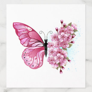 Flower Butterfly with Pink Sakura Envelope Liner