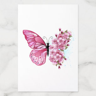 Flower Butterfly with Pink Sakura Envelope Liner