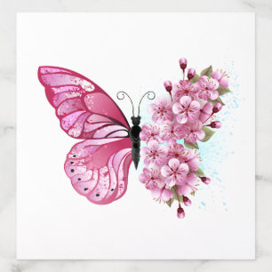 Flower Butterfly with Pink Sakura Envelope Liner