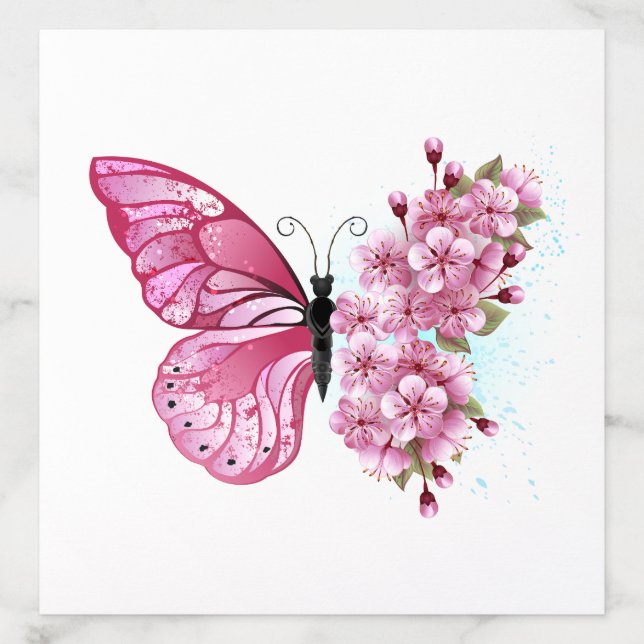 Flower Butterfly with Pink Sakura Envelope Liner (Design)