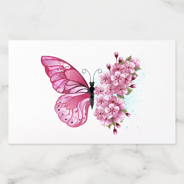 Flower Butterfly with Pink Sakura Envelope Liner (Design)