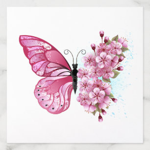 Flower Butterfly with Pink Sakura Envelope Liner