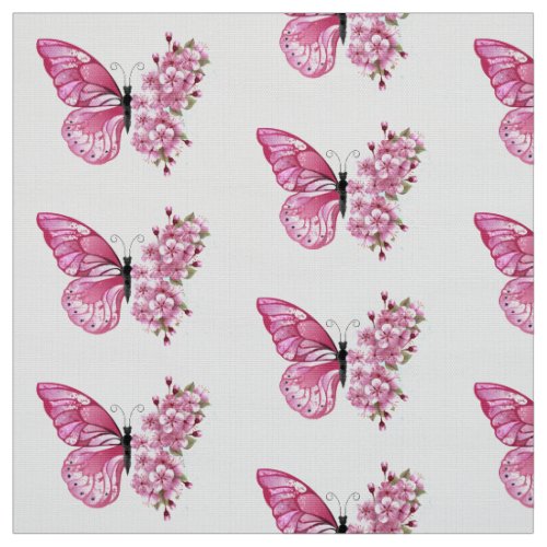 Flower Butterfly with Pink Sakura Fabric
